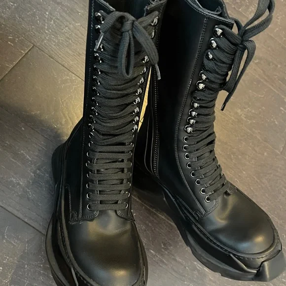 Rick Owens DRKSHDW black leather High Lace-Up Mod Military Boots IT 39 HTF - Picture 9 of 13
